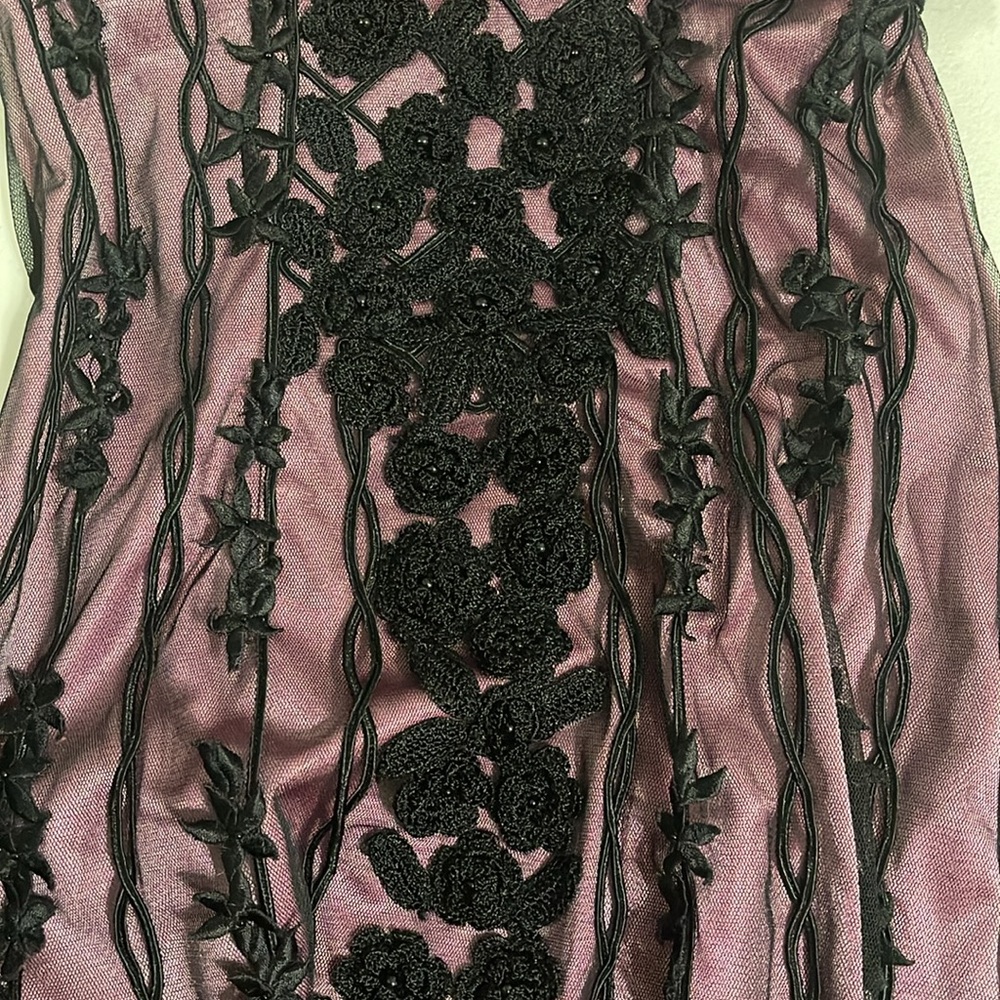 Sue Wong 1920s Mauve Pink & Black 100% Silk Gatsby Embellish Flapper Dress - XS - Picture 12 of 14